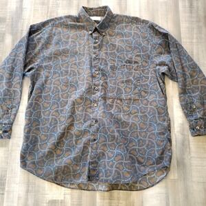 J P TILFORD Dress Shirt Men's  For Harry Rosen Abstract Large Bohemian All Over